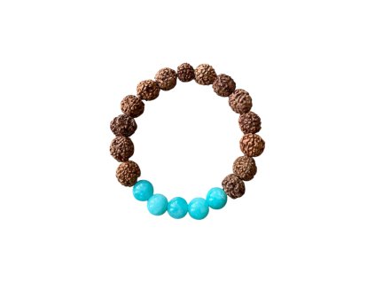 Minerální náramek modrý Amazonit a Rudraksha VEPEZ