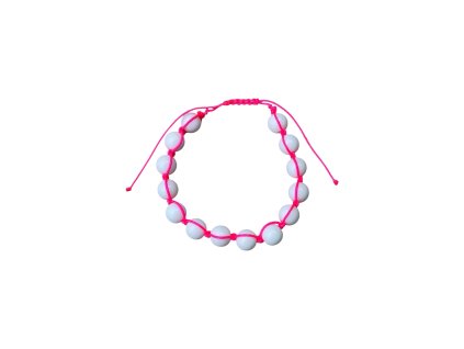 Provázkový drhaný náramek bílý Onyx a shamballa zapínání VEPEZ