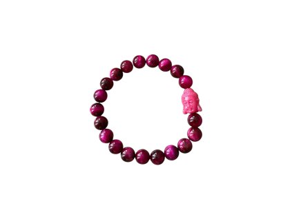 Minerální náramek tygří oko magenta a růžový Budha VEPEZ