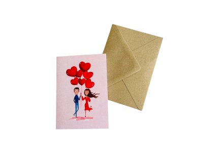 Blahopřání Balónky z lásky tmavovlasí VEPEZ