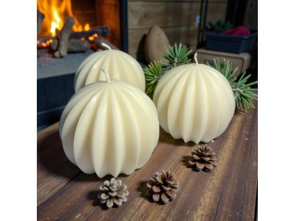 Sójová dekorativní svíčka rustic koule rovný vroubek VEPEZ