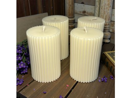 Sójová dekorativní svíčka válec s vroubky VEPEZ