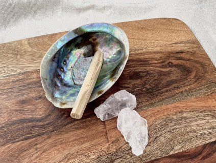 Meditační sada - Palo Santo, Abalone mušle Paua a Selenitová tyčinka