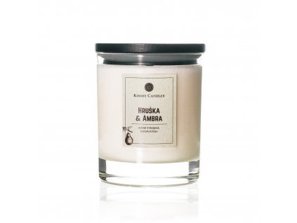 Přírodní sójová svíčka Hruška & Ambra 220g Kimmy Candles