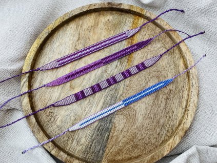 Tkaný náramek z Rokajl korálků fialové tóny - různé druhy