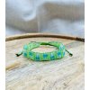 Tkaný náramek z Rokajl korálků zeleno-tyrkysovo-bílý VEPEZ