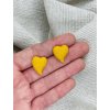 Náušnice srdce žluté puzety pecky z chirurgické oceli VEPEZ
