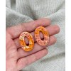 Náušnice ovál, oranžovo zlaté puzety pecky z chirurgické oceli VEPEZ
