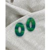 Náušnice ovál, zelené pruhované puzety pecky z chirurgické oceli VEPEZ