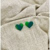 Náušnice srdce zelené, puzety pecky z chirurgické oceli VEPEZ