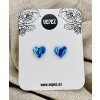 Náušnice srdce modré, puzety pecky z chirurgické oceli VEPEZ