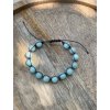 Provázkový drhaný náramek Akvamarín a shamballa zapínání VEPEZ