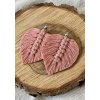 Macramé visací náušnice listy různé barvy Blush, puzeta Vepez