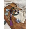 Japa Mala náhrdelník 108 - Fluorit, Tygří oko a Angelit