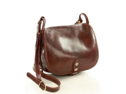 Duża włoska torebka listonoszka typu saddle bag MARCO MAZZINI - Toscania Classico brązowa