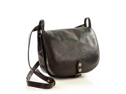 Duża włoska torebka listonoszka typu saddle bag MARCO MAZZINI - Toscania Classico czarna