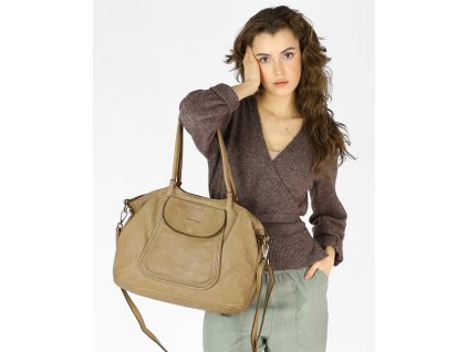 MARCO MAZZINI Torebka skórzana shopper bag ispirato dalla natura beżowy taupe