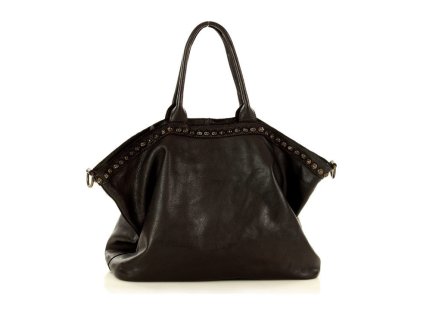 Duża torebka skórzana oversize style shopper bag - MARCO MAZZINI czarny