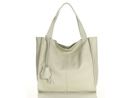 Modna torebka damska skórzany shopper bag - MARCO MAZZINI Portofino Max ivory beżowa