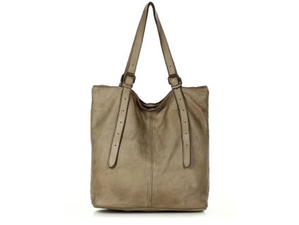 Torebka damska shopper z regulacją rączek skóra old pelle - MARCO MAZZINI beż taupe