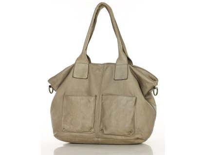 Torebka skórzana shopper bag - MARCO MAZZINI beż taupe