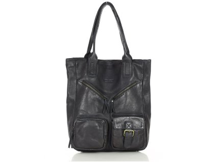Duża torba shopper z przegródkami skóra naturalna - MARCO MAZZINI czarny