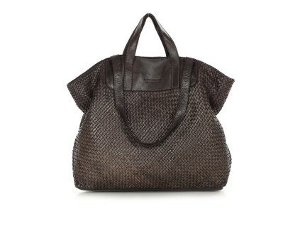 MARCO MAZZINI Tmavohnedá pletená shopper kabelka
