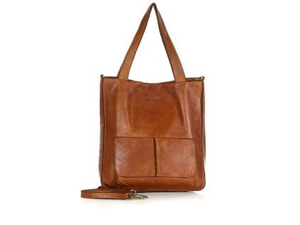 MARCO MAZZINI Camel kožená shopper kabelka A4