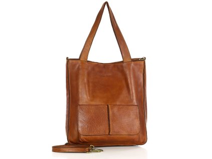 Torebka damska shopper A4 skóra naturalna - MARCO MAZZINI brąz camel