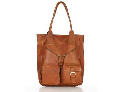 Duża torba shopper z przegródkami skóra naturalna - MARCO MAZZINI brąz camel