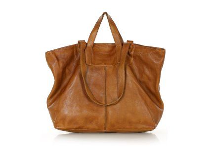 MARCO MAZZINI Camel veľká kožená shopper kabelka