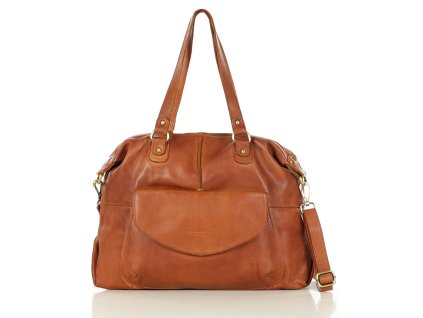 Shopper bag torebka skórzana A4 do pracy - MARCO MAZZINI brąz camel
