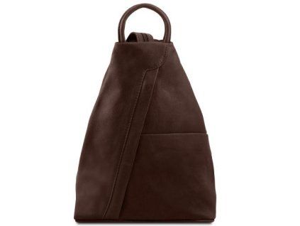 Shanghai - Soft leather backpack (Farba Tmavohnedá)