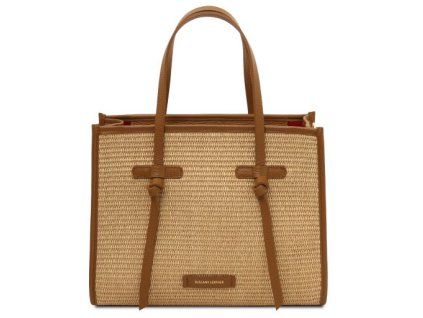 Taška na rameno so slameným efektom Frame - Tuscany Leather