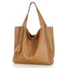 Modna torebka damska skórzany shopper bag - MARCO MAZZINI Portofino Max camel