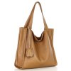 Modna torebka damska skórzany shopper bag - MARCO MAZZINI Portofino Max camel