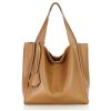 Modna torebka damska skórzany shopper bag - MARCO MAZZINI Portofino Max camel