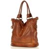 Torebka skórzana XL shopper vintage bag z kieszeniami vera pelle - MARCO MAZZINI brąz migdałowy