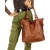 Torebka skórzana XL shopper vintage bag z kieszeniami vera pelle - MARCO MAZZINI brąz migdałowy