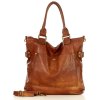 Torebka skórzana XL shopper vintage bag z kieszeniami vera pelle - MARCO MAZZINI brąz migdałowy