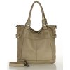 Torebka skórzana XL shopper vintage bag z kieszeniami vera pelle - MARCO MAZZINI beż taupe