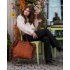Duża torebka skórzana oversize style shopper bag - MARCO MAZZINI brąz camel