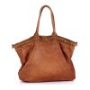 Duża torebka skórzana oversize style shopper bag - MARCO MAZZINI brąz camel