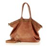 Duża torebka skórzana oversize style shopper bag - MARCO MAZZINI brąz camel