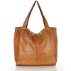 Duża skórzana torebka shopper na ramię – MARCO MAZZINI brązowa camel, idealna na miasto