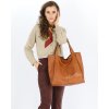 Duża skórzana torebka shopper na ramię – MARCO MAZZINI brązowa camel, idealna na miasto