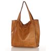 Duża skórzana torebka shopper na ramię – MARCO MAZZINI brązowa camel, idealna na miasto