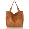 Duża skórzana torebka shopper na ramię – MARCO MAZZINI brązowa camel, idealna na miasto