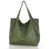 MARCO MAZZINI Zelená kožená shopper kabelka handmade