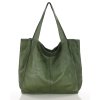 MARCO MAZZINI Torebka miejski shopper bag skóra naturalna handmade zielony